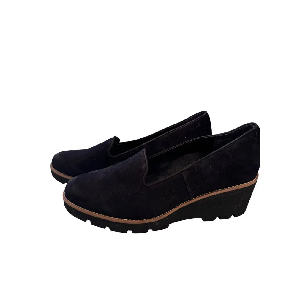 Vionic Willawedge Black Suede Size 9 NWOB Orthotic Arch Support